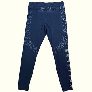 PINK Women’s Black Leggings with Cheetah Print Size Medium